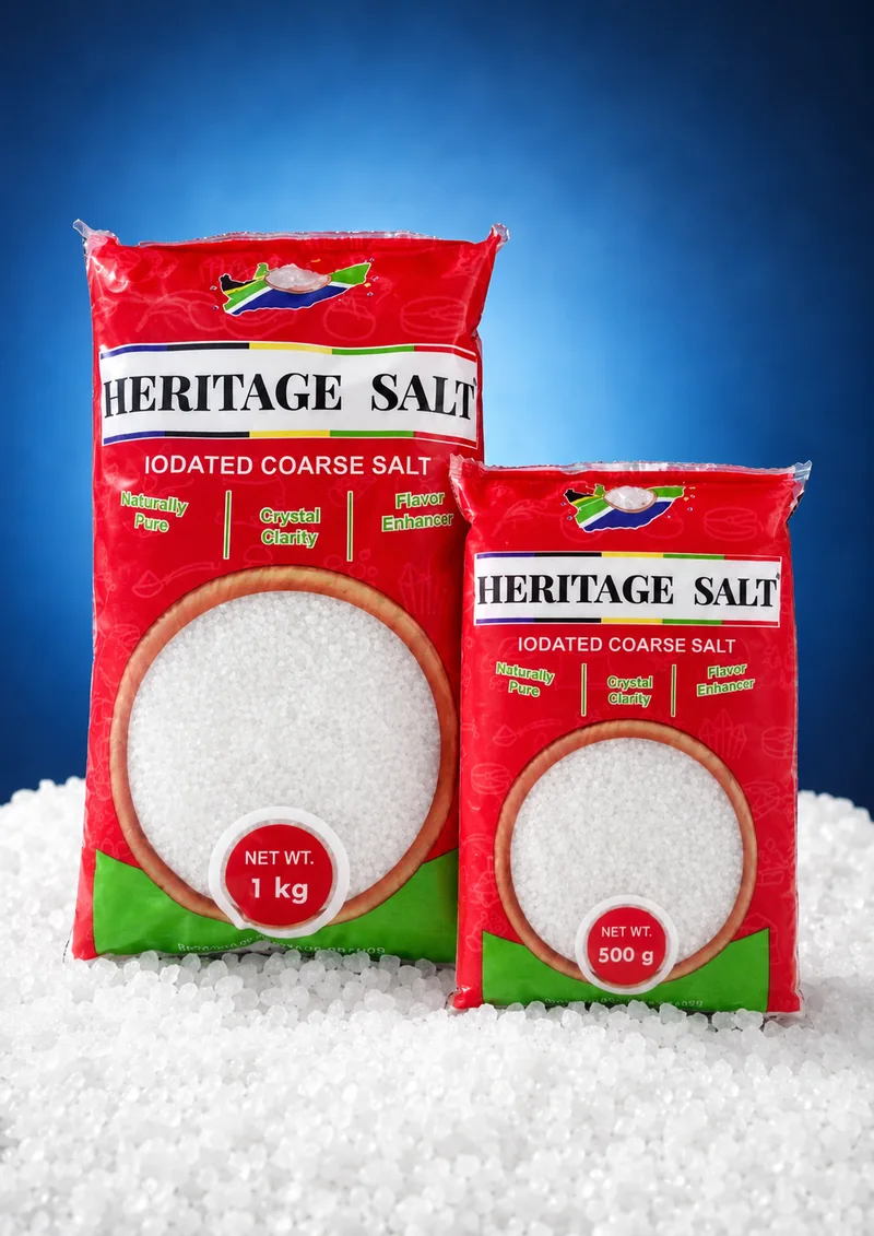 Heritage Iodated Coarse Salt in red 500g and 1kg packets